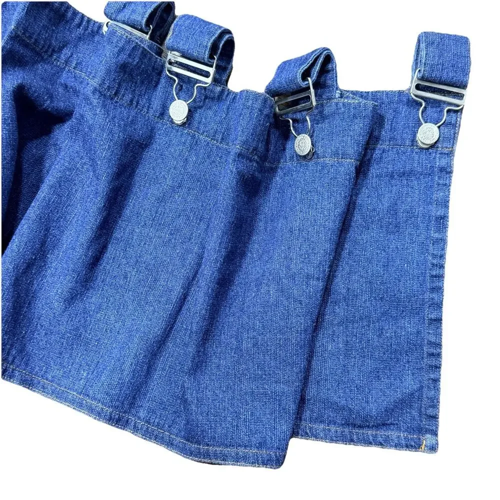 Set of 2 Blue Denim Valances Tab Top Buckles 100% Cotton 11 x 58